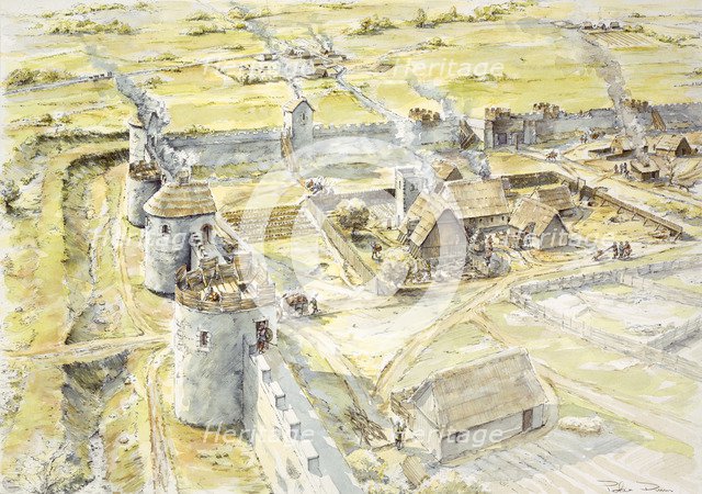 Portchester Castle, late 10th century, (c1990-2010). Artist: Peter Dunn.