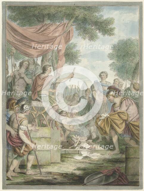 Pompey lets the letters of Sertorius burn, 1766. Creator: Louis Fabritius Dubourg.