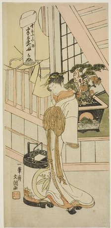 The Courtesan Handayu of the Nakaomiya House of Pleasure, c. 1769/70. Creator: Ippitsusai Buncho.