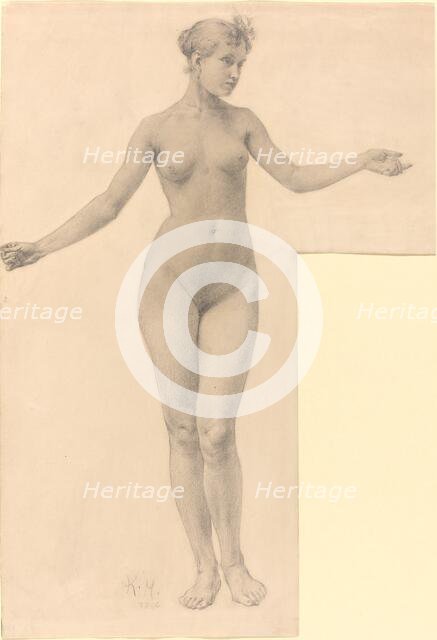 Female Nude with Outstretched Arms, 1896. Creator: Karel Vitezslav Masek.