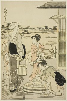 Ono no Komachi Washing the Copybook, from the series The Fashionable..., about 1788. Creator: Hosoda Eishi.