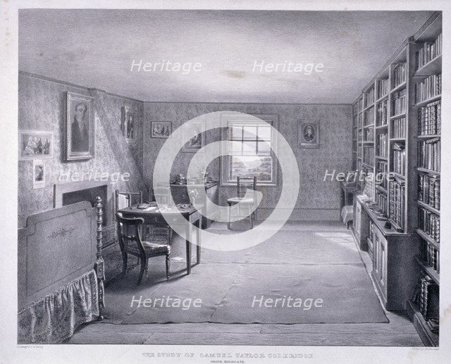 Samuel Taylor Coleridge's study in Highgate, Haringey, London, c1835. Artist: George Scharf