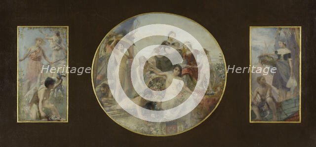 Sketch for the dining room of the Hotel de Ville in Paris: The hunt. Abundance. Fishing,  1891-1892. Creator: Paul Alexandre Alfred Leroy.