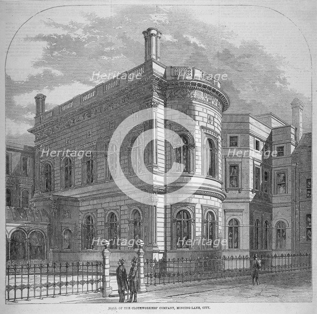 View of the Clothworkers' Hall from Dunster court, City of London, 1859. Artist: Anon