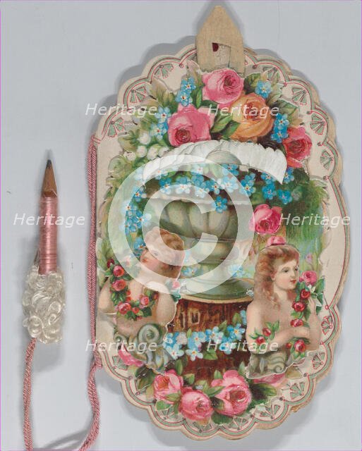 Valentine - Mechanical - elaborate Valentine, Dance Card, Baby, 1883., 1883. Creator: Anon.