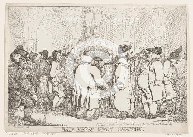 Bad News Upon Change, December 28, 1794., December 28, 1794. Creator: Thomas Rowlandson.