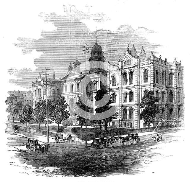 The Great Fire at Chicago: the Courthouse, 1871. Creator: Unknown.