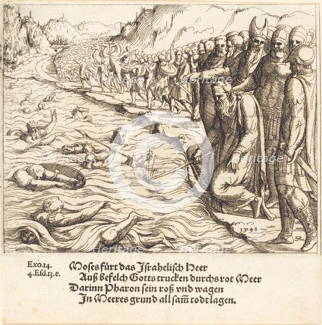 Moses Closing the Red Sea, 1548. Creator: Augustin Hirschvogel.