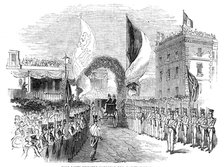 King Louis Philippe entering the railway station, 1844. Creator: Unknown.