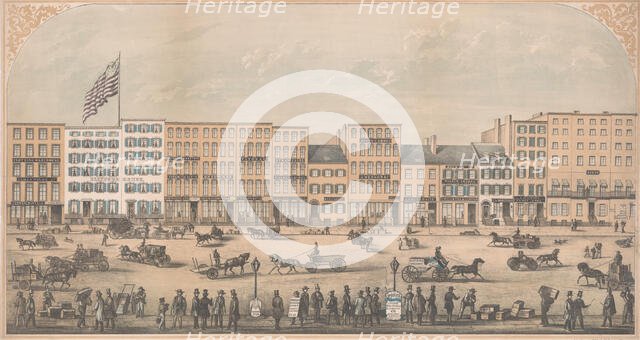 View of Park Place, New York, from Broadway to Church Street, North Side, A.D. 1854, Creator: William Boell.