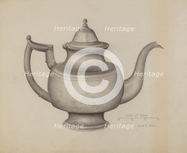 Pewter Teapot, c. 1936. Creator: Samuel O. Klein.