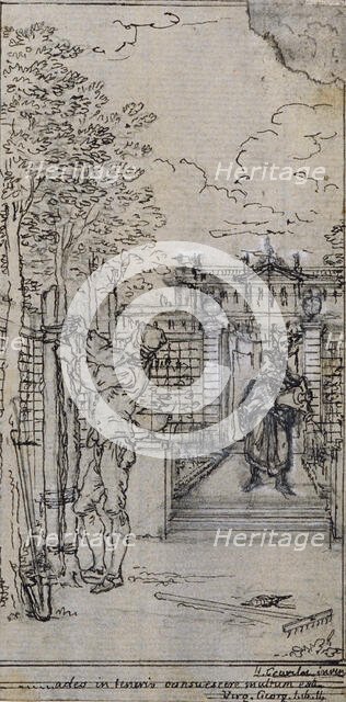 Study for Vignette-Frontispiece in Poncelet's "Principes Generaux pour Servir à l'Educa..., c. 1763. Creator: Hubert Francois Gravelot.