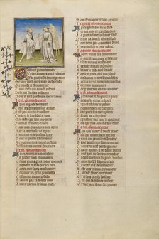 The God of Love Giving a List of Ten Commands to the Lover; Roman de la Rose, about 1405. Creator: Unknown.