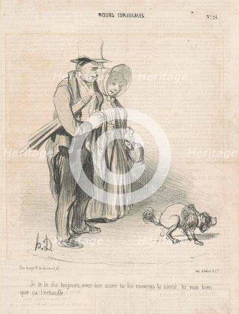 Je te le dis toujours, avec ton sucre..., 19th century. Creator: Honore Daumier.