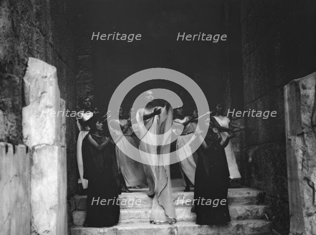 Kanellos dance group at ancient sites in Greece, 1929 Creator: Arnold Genthe.