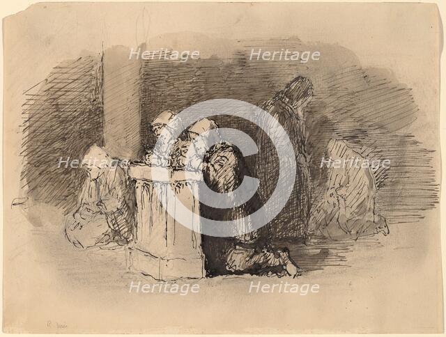 Praying Figures in a Church, Florence, c. 1824/1827. Creator: Robert Walter Weir.