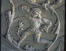 Stairway of the Senior Schools of the University of Salamanca. Detail of the relief of a dancer f…