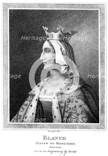 Blanche of Castile (1188-1252), niece to King John.Artist: Thomas Trotter