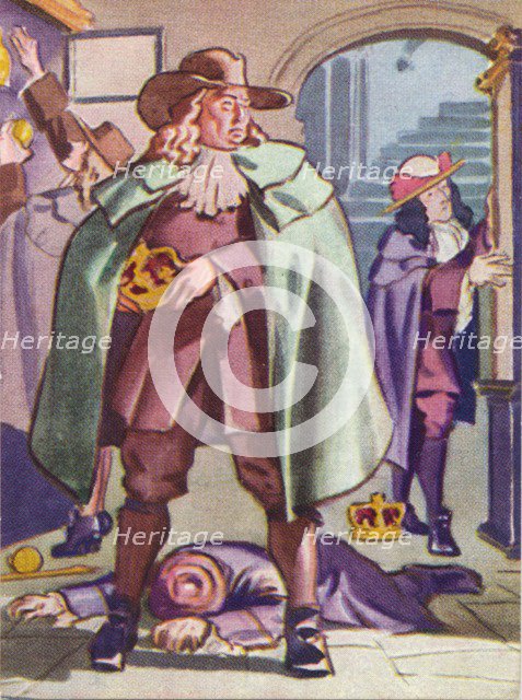 Thomas Blood attempting to steal the Crown Jewels from the Tower of London in 1671 (1937). Artist: Unknown