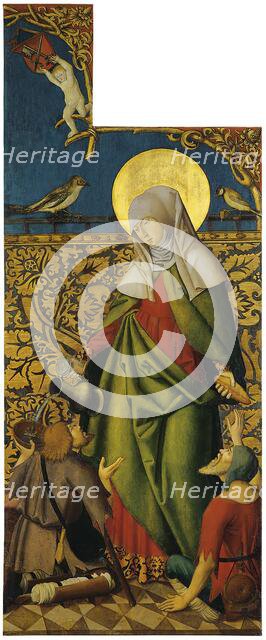 Saint Elisabeth offering bread and Wine to two Beggars (Exterior right wing), 1515. Creator: Anon.