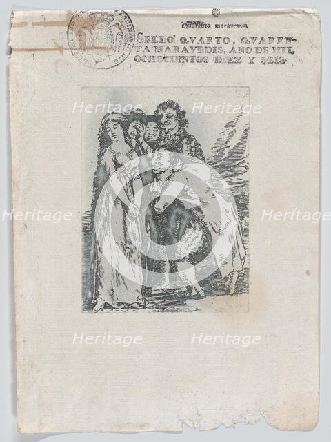 What a sacrifice', a young woman surrounded by a group of men, which includes her fi..., after 1816. Creator: Unknown.