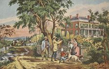 American Country Life - October Afternoon,pub. 1855, Currier & Ives (Colour Lithograph)