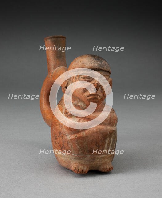 Miniature Handle Spout Vessel in Form of a Seated Man, 100 B.C./A.D. 500. Creator: Unknown.