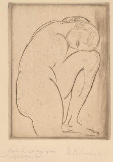 Badende mit Kopf auf Knie (Bather with Her Head on Her Knee), 1913. Creator: Wilhelm Lehmbruck.