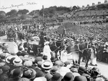 A large crowd watches Emily Wilding Davison's funeral procession 15th June 1913. Artist: Unknown