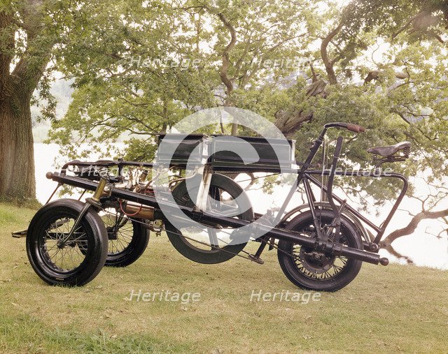 An 1896 Pennington motor-tricycle. Artist: Unknown