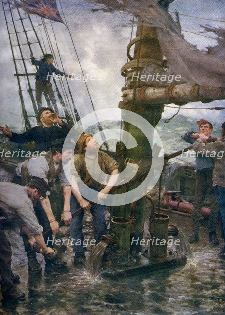 'All Hands to the Pumps', 1888-1889, (1912).Artist: Henry Scott Tuke
