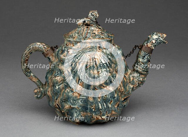 Teapot, Staffordshire, 1750/59. Creator: Staffordshire Potteries.