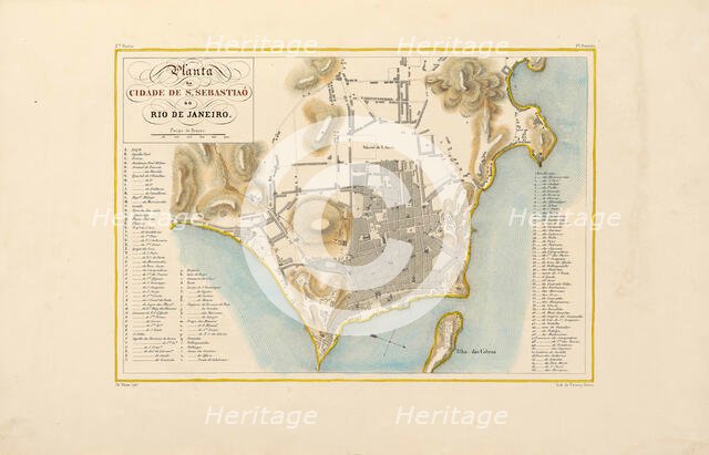 Plan of the city of Rio de Janeiro. From "Voyage pittoresque et historique au Brésil", 1830s. Creator: Debret, Jean-Baptiste (1768-1848).