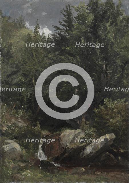 Trees and a Stream on a Hillside, 1853. Creator: Jasper F. Cropsey (American, 1823-1900).