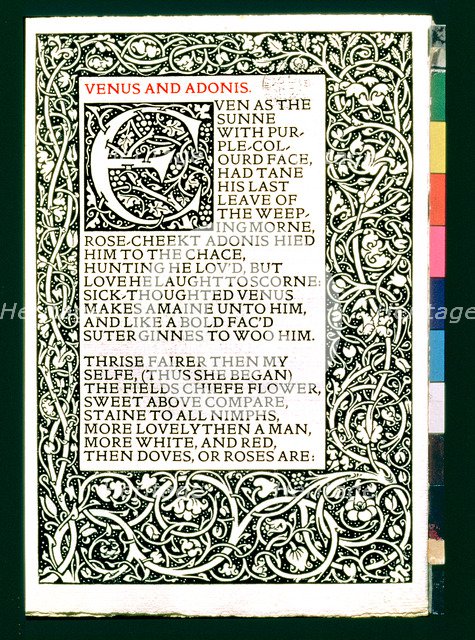 Cover of the poems of Shakespeare 'Venus and Adonis', published in 1593.