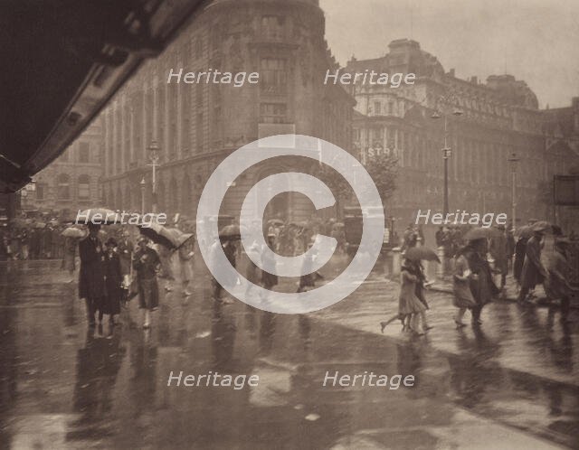 One of London's wet days, 1920s. Creator: Harry Moult.