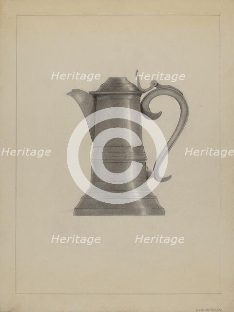Pewter Flagon, c. 1936. Creator: A. Zaidenberg.