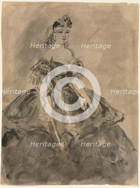 At the Ball (recto); La femme à léventail, after Goya (verso), 19th century. Creator: Constantin Guys (French, 1805-1892).