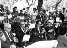 Closeup of a cobla playing sardanas (typical Catalan dance).