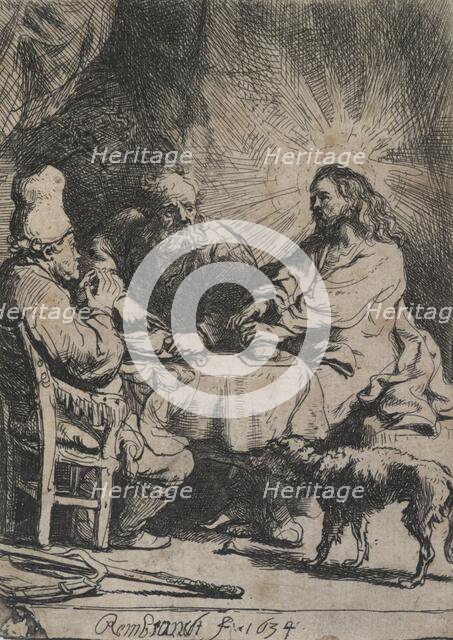 Christ at Emmaus: the smaller plate, 1634. Creator: Rembrandt Harmensz van Rijn.