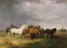Horses on the Puszta, 1858. Creator: Franz Adam.