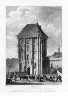 Main gate, Chateau de Vincennes, Paris, 1830.Artist: AWN Pugin