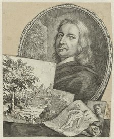 Portrait of Philippe de Champaigne in collage, 1718-1721. Creator: Arnold Houbraken.