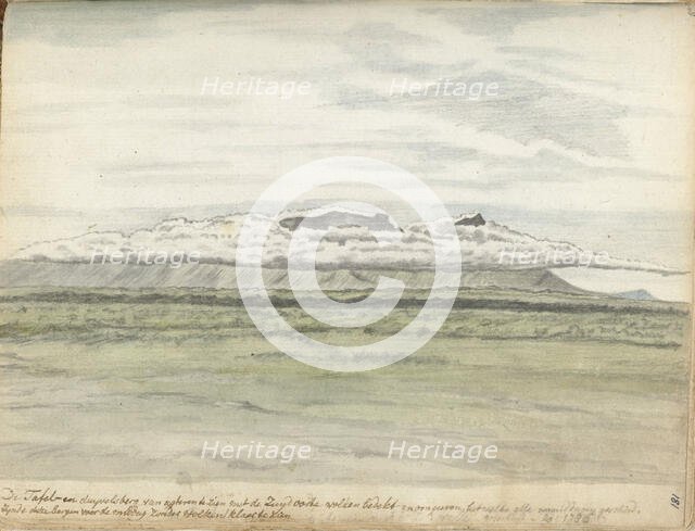 Table Mountain and Duiwelsberg seen from the land, 1786.  Creator: Jan Brandes.