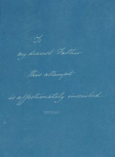 [Dedication Page 1], ca. 1853. Creator: Anna Atkins.