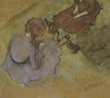 Femmes assises sur l'herbe (Women sitting on the grass), c1882. Creator: Degas, Edgar (1834-1917).