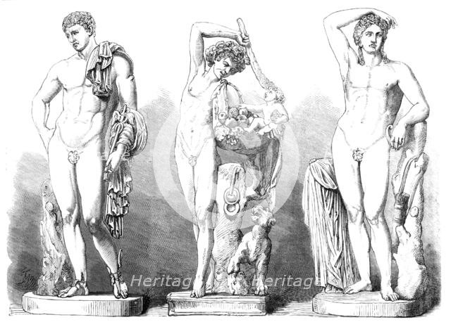 Ancient statues in the British Museum, from the Farnese Palace at Rome, 1864. Creator: Unknown.
