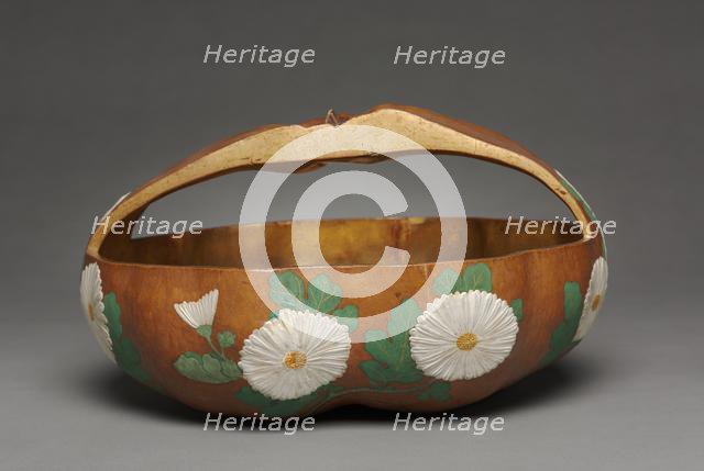 Gourd Basket with Chrysanthemum Design, 1700s. Creator: Ogata Korin (Japanese, 1658-1716), attributed to.