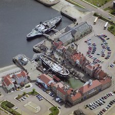 HMS 'Trincomalee' and PSS 'Wingfield Castle' docked at Hartlepool, c2015. Artist: Aerofilms.