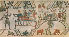 'A Feast. Detail from the Bayeux Tapestry, late 11th century', (1944). Creator: Unknown.